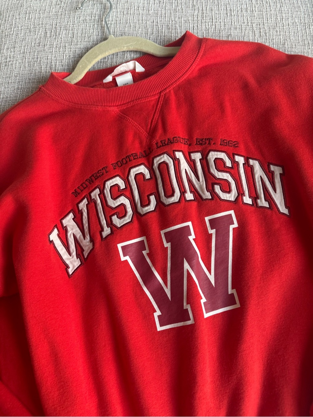 H&M Red Wisconsin Graphic Crewneck Sweatshirt